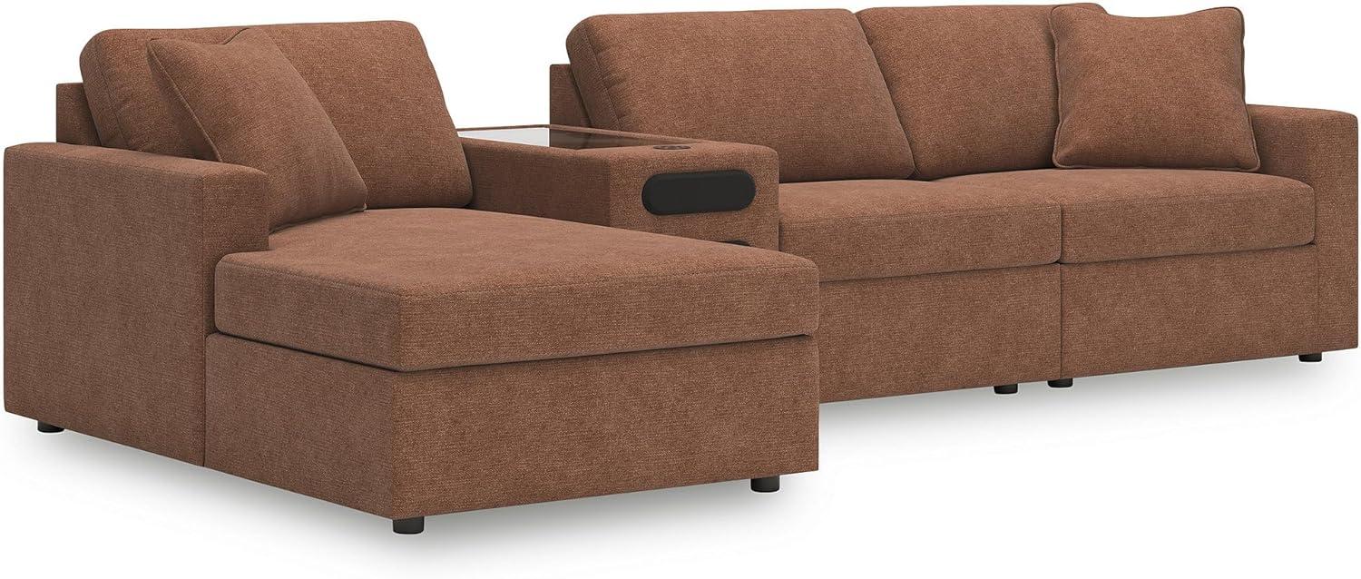 imageSignature Design by Ashley Contemporary Modmax Stain Resistant LShape RightArm Facing 6Piece Sectional with Reversible Cushion and Armrest Dark BlueBurnt Orange