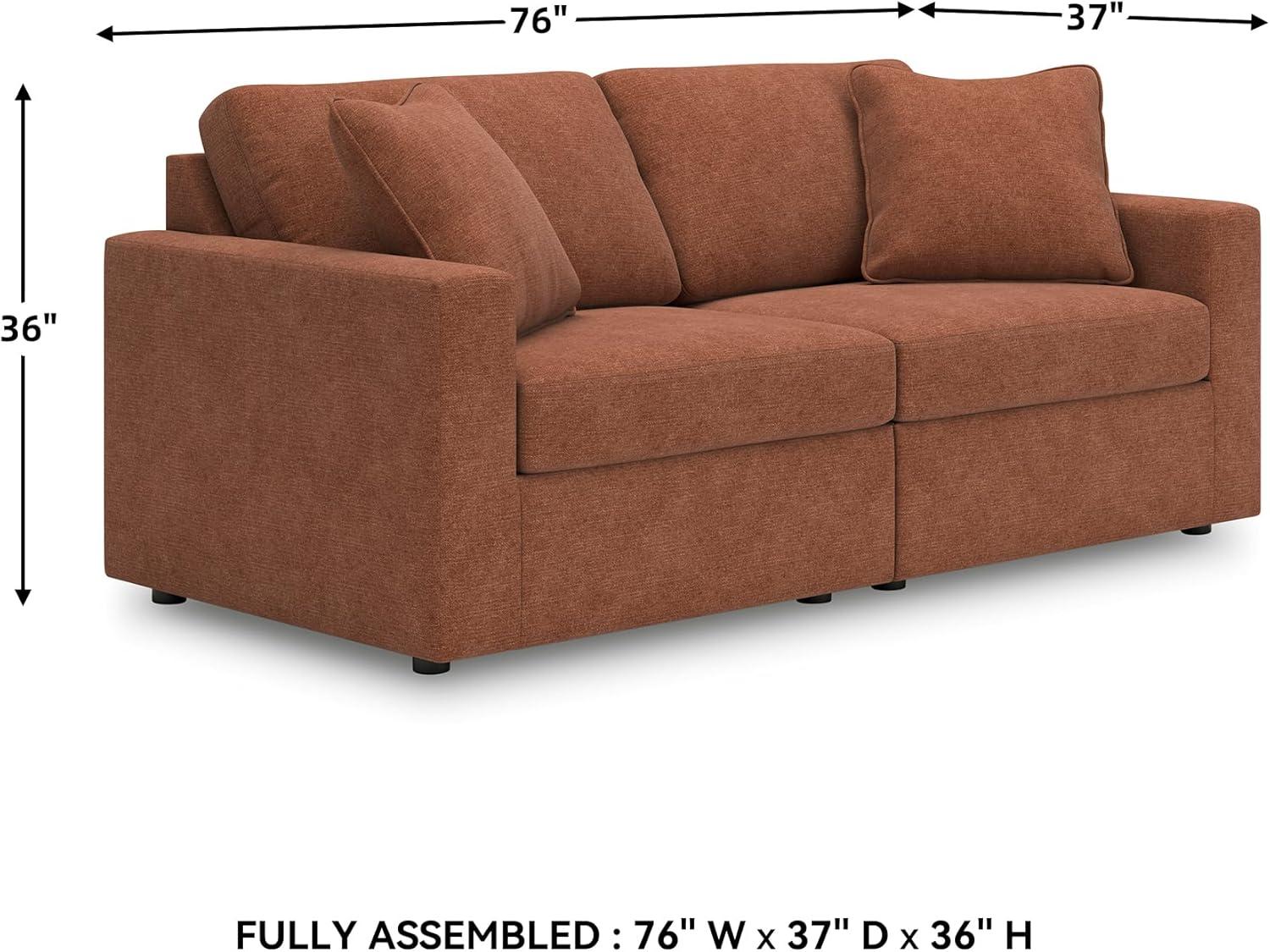 imageSignature Design by Ashley Contemporary Modmax Stain Resistant LShape RightArm Facing 6Piece Sectional with Reversible Cushion and Armrest Dark BlueBurnt Orange