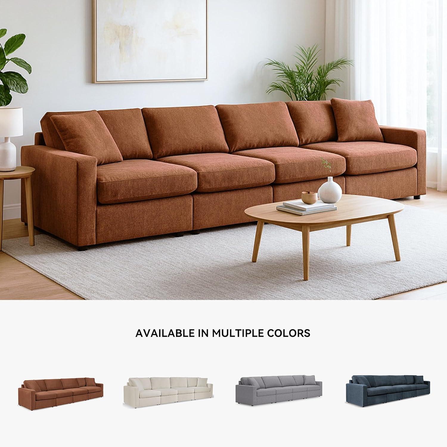 imageSignature Design by Ashley Contemporary Modmax Stain Resistant LShape RightArm Facing 6Piece Sectional with Reversible Cushion and Armrest Dark BlueBurnt Orange