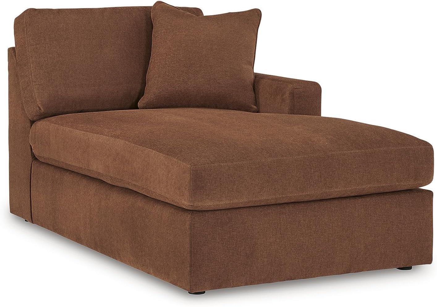 imageSignature Design by Ashley Contemporary Modmax Stain Resistant LShape RightArm Facing 6Piece Sectional with Reversible Cushion and Armrest Dark BlueBurnt Orange