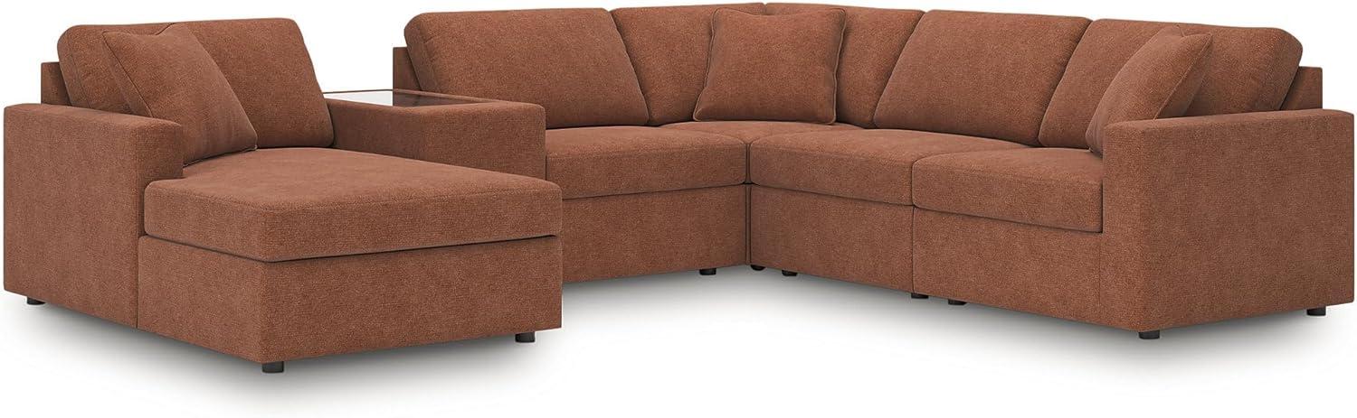 imageSignature Design by Ashley Contemporary Modmax Stain Resistant LShape RightArm Facing 6Piece Sectional with Reversible Cushion and Armrest Dark BlueBurnt Orange