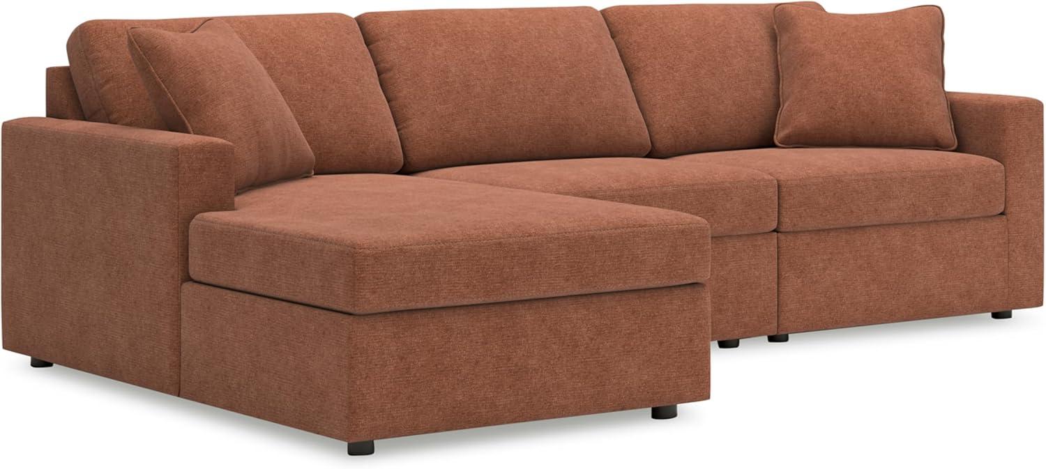 imageSignature Design by Ashley Contemporary Modmax Stain Resistant LShape RightArm Facing 6Piece Sectional with Reversible Cushion and Armrest Dark BlueBurnt Orange