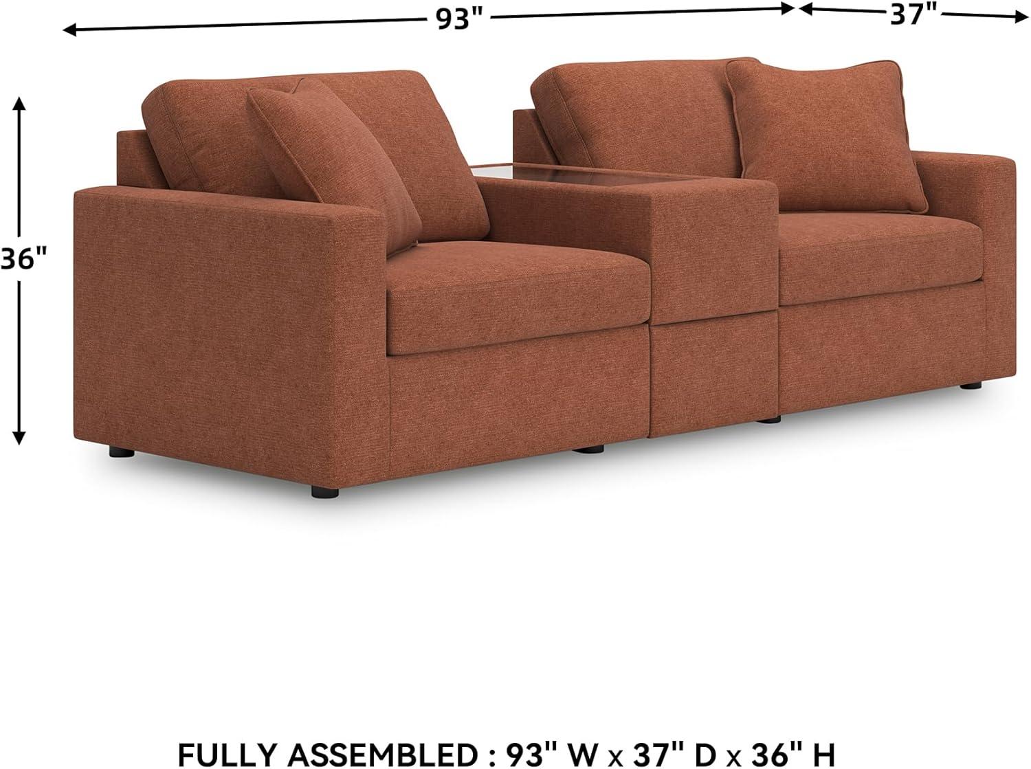 imageSignature Design by Ashley Contemporary Modmax Stain Resistant LShape RightArm Facing 6Piece Sectional with Reversible Cushion and Armrest Dark BlueBurnt Orange