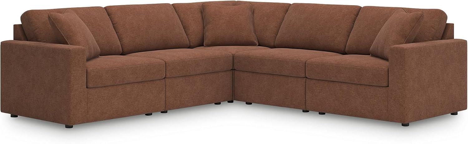imageSignature Design by Ashley Contemporary Modmax Stain Resistant LShape RightArm Facing 6Piece Sectional with Reversible Cushion and Armrest Dark BlueBurnt Orange