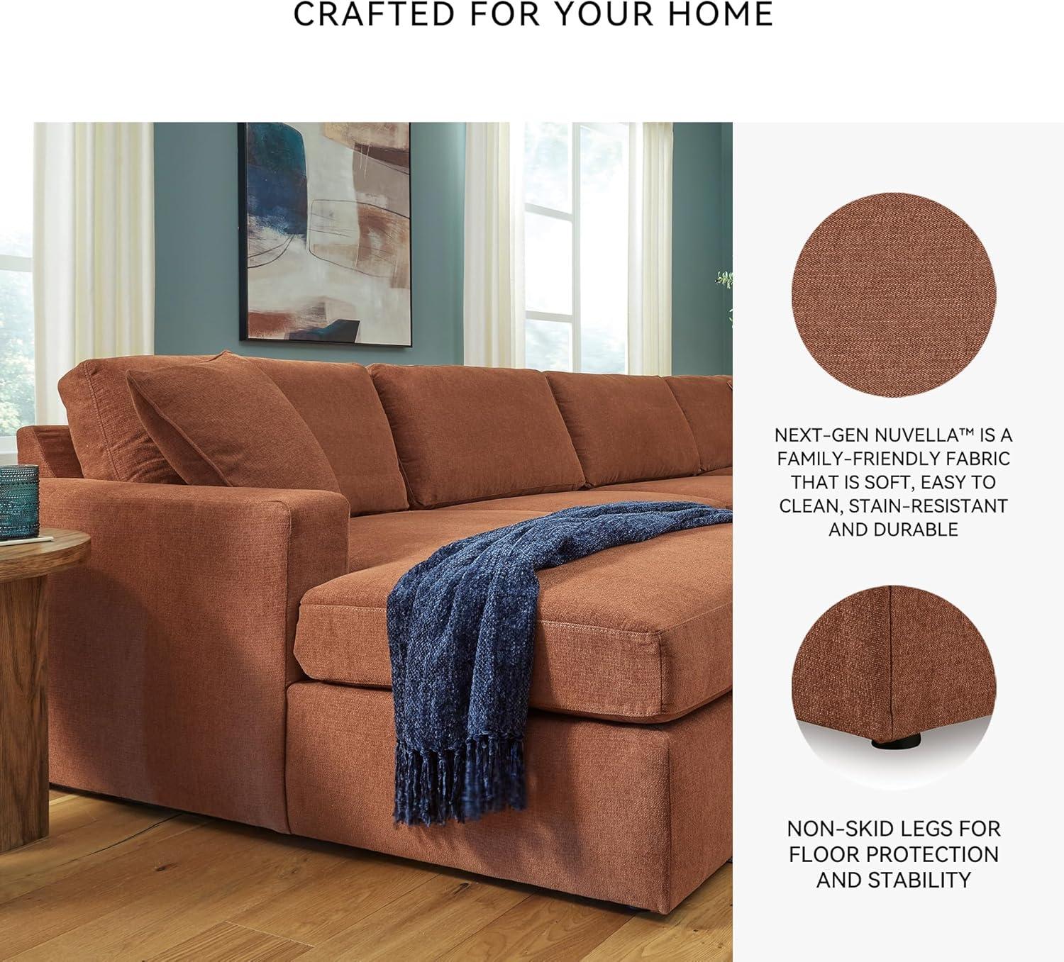 imageSignature Design by Ashley Contemporary Modmax Stain Resistant LShape RightArm Facing 6Piece Sectional with Reversible Cushion and Armrest Dark BlueBurnt Orange