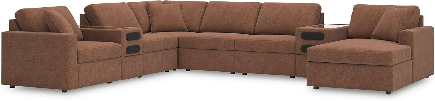 imageSignature Design by Ashley Contemporary Modmax Stain Resistant LShape RightArm Facing 6Piece Sectional with Reversible Cushion and Armrest Dark BlueBurnt Orange