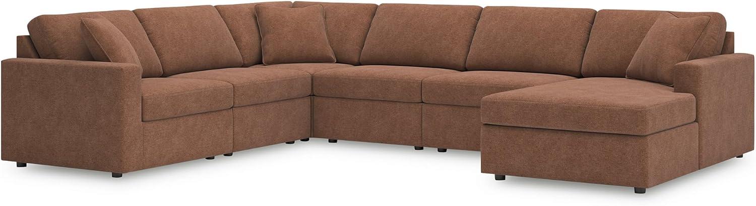 imageSignature Design by Ashley Contemporary Modmax Stain Resistant LShape RightArm Facing 6Piece Sectional with Reversible Cushion and Armrest Dark BlueBurnt Orange