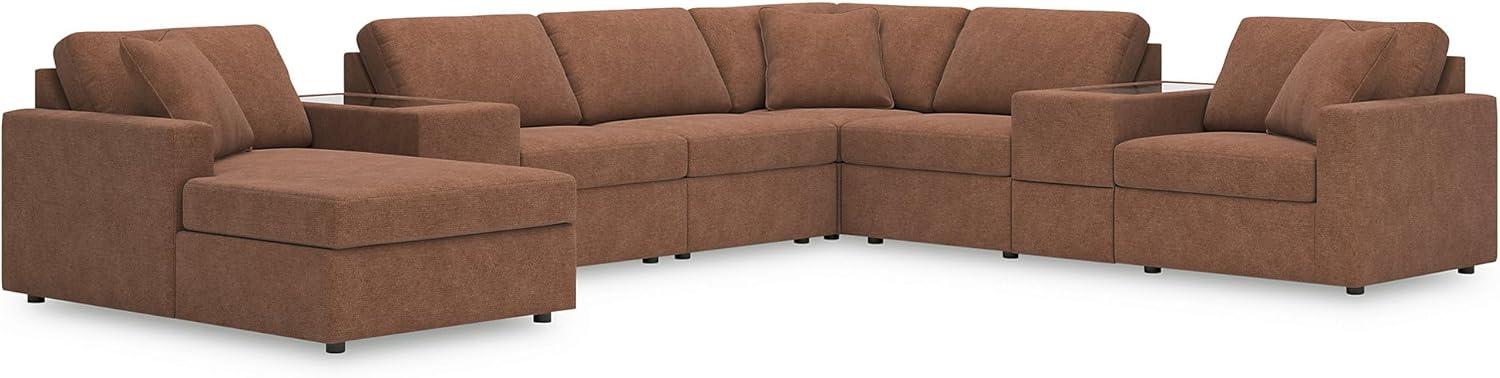 imageSignature Design by Ashley Contemporary Modmax Stain Resistant LShape RightArm Facing 6Piece Sectional with Reversible Cushion and Armrest Dark BlueBurnt Orange