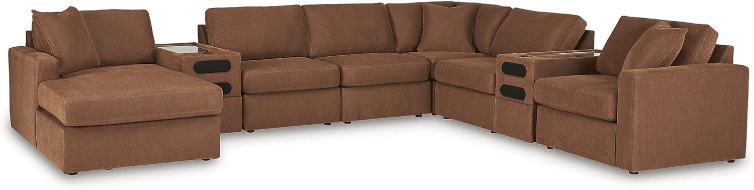 imageSignature Design by Ashley Contemporary Modmax Stain Resistant LShape RightArm Facing 6Piece Sectional with Reversible Cushion and Armrest Dark BlueBurnt Orange