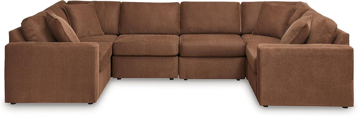 imageSignature Design by Ashley Contemporary Modmax Stain Resistant LShape RightArm Facing 6Piece Sectional with Reversible Cushion and Armrest Dark BlueBurnt Orange