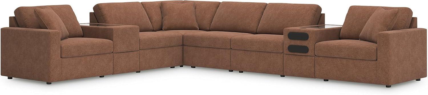 imageSignature Design by Ashley Contemporary Modmax Stain Resistant LShape RightArm Facing 6Piece Sectional with Reversible Cushion and Armrest Dark BlueBurnt Orange