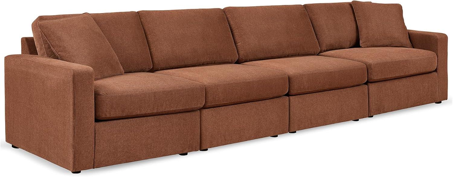 imageSignature Design by Ashley Contemporary Modmax Stain Resistant LShape RightArm Facing 6Piece Sectional with Reversible Cushion and Armrest Dark BlueBurnt Orange