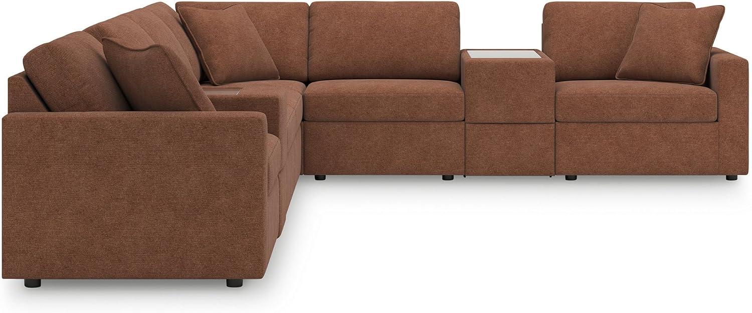 imageSignature Design by Ashley Contemporary Modmax Stain Resistant LShape RightArm Facing 6Piece Sectional with Reversible Cushion and Armrest Dark BlueBurnt Orange