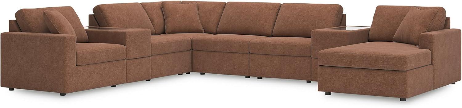 imageSignature Design by Ashley Contemporary Modmax Stain Resistant LShape RightArm Facing 6Piece Sectional with Reversible Cushion and Armrest Dark BlueBurnt Orange