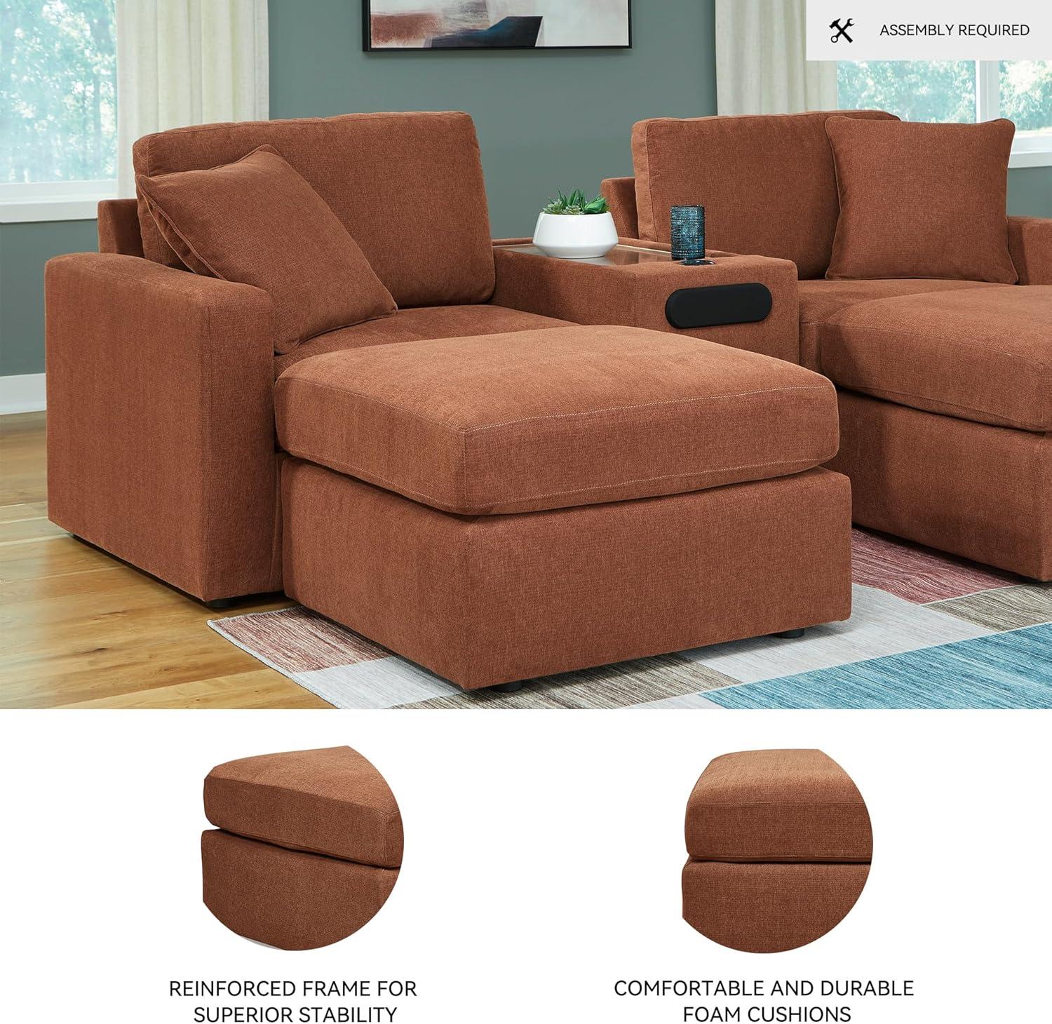 imageSignature Design by Ashley Contemporary Modmax Stain Resistant LShape RightArm Facing 6Piece Sectional with Reversible Cushion and Armrest Dark BlueBurnt Orange