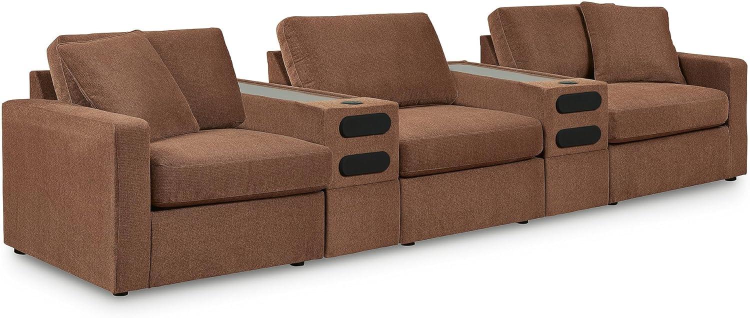 imageSignature Design by Ashley Contemporary Modmax Stain Resistant LShape RightArm Facing 6Piece Sectional with Reversible Cushion and Armrest Dark BlueBurnt Orange
