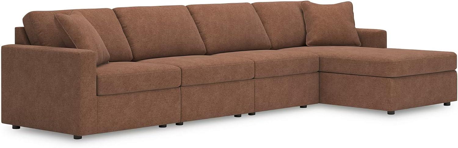 imageSignature Design by Ashley Contemporary Modmax Stain Resistant LShape RightArm Facing 6Piece Sectional with Reversible Cushion and Armrest Dark BlueBurnt Orange