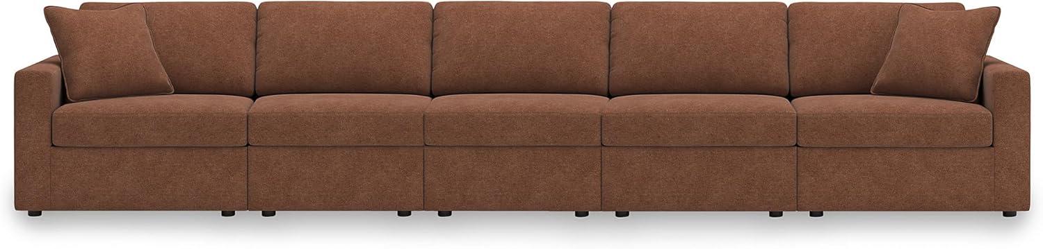 imageSignature Design by Ashley Contemporary Modmax Stain Resistant LShape RightArm Facing 6Piece Sectional with Reversible Cushion and Armrest Dark BlueBurnt Orange