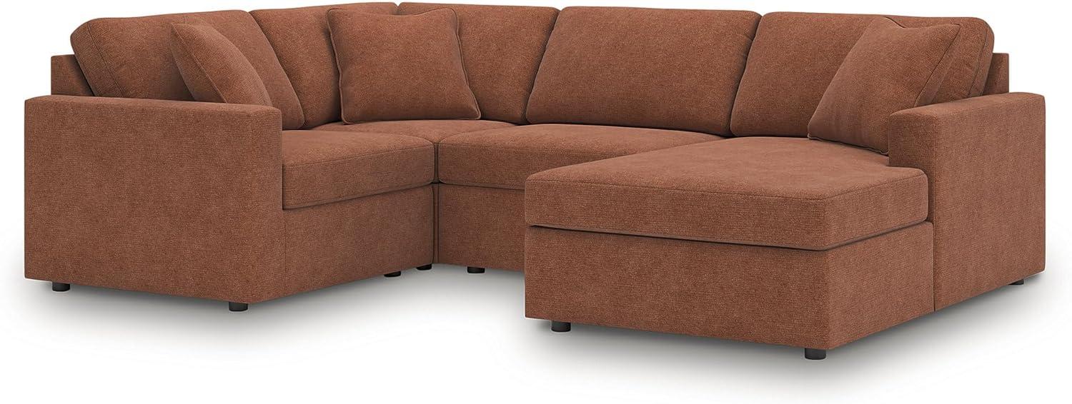 imageSignature Design by Ashley Contemporary Modmax Stain Resistant LShape RightArm Facing 6Piece Sectional with Reversible Cushion and Armrest Dark BlueBurnt Orange