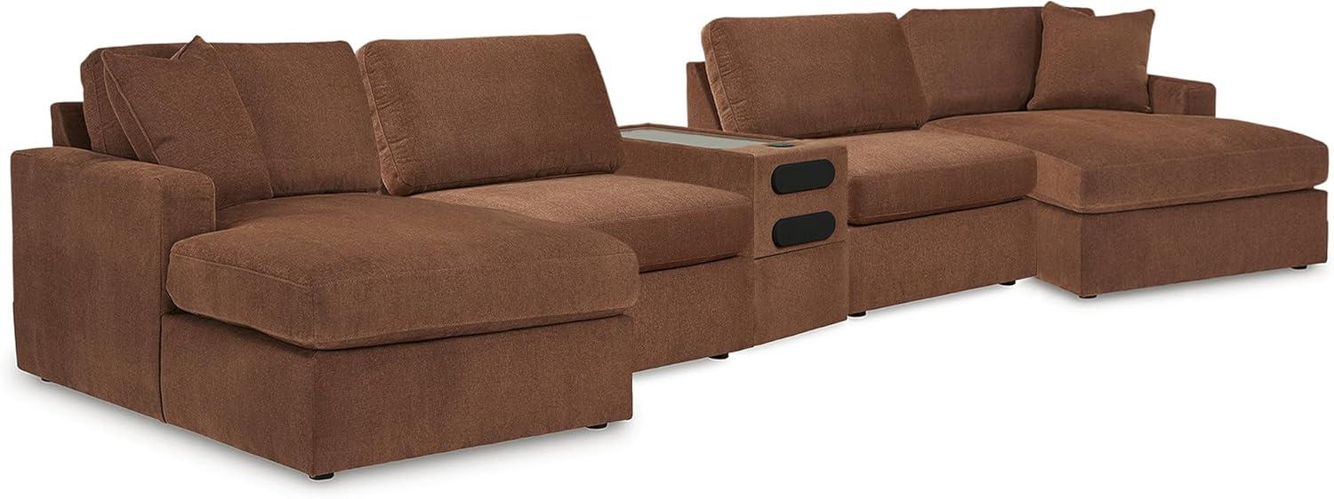 imageSignature Design by Ashley Contemporary Modmax Stain Resistant LShape RightArm Facing 6Piece Sectional with Reversible Cushion and Armrest Dark BlueBurnt Orange