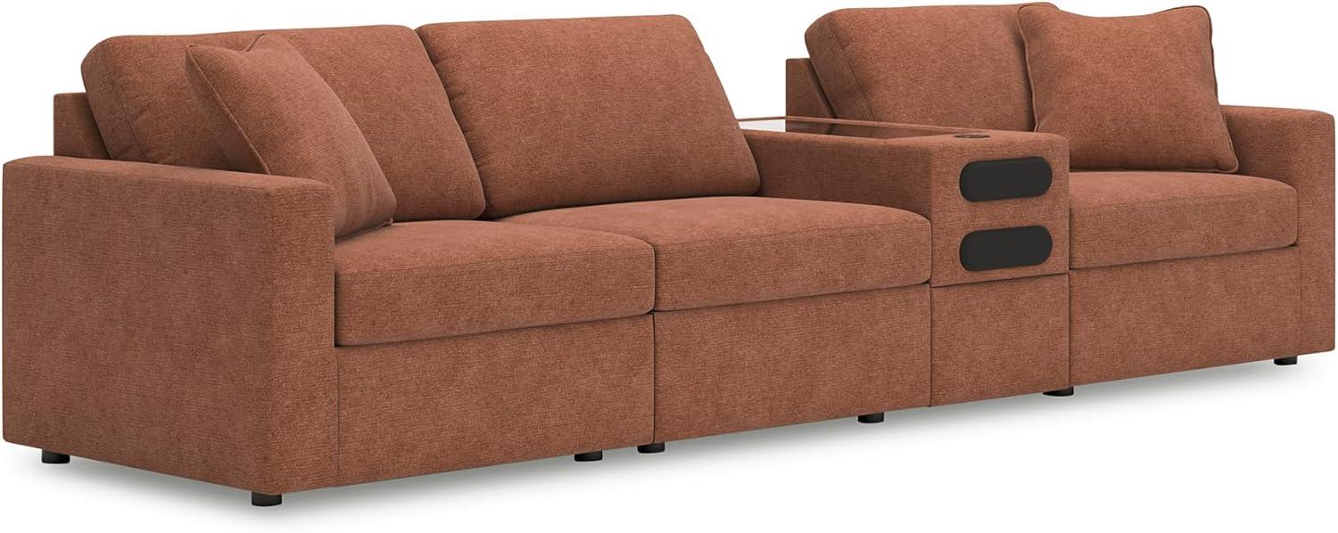 imageSignature Design by Ashley Contemporary Modmax Stain Resistant LShape RightArm Facing 6Piece Sectional with Reversible Cushion and Armrest Dark BlueBurnt Orange