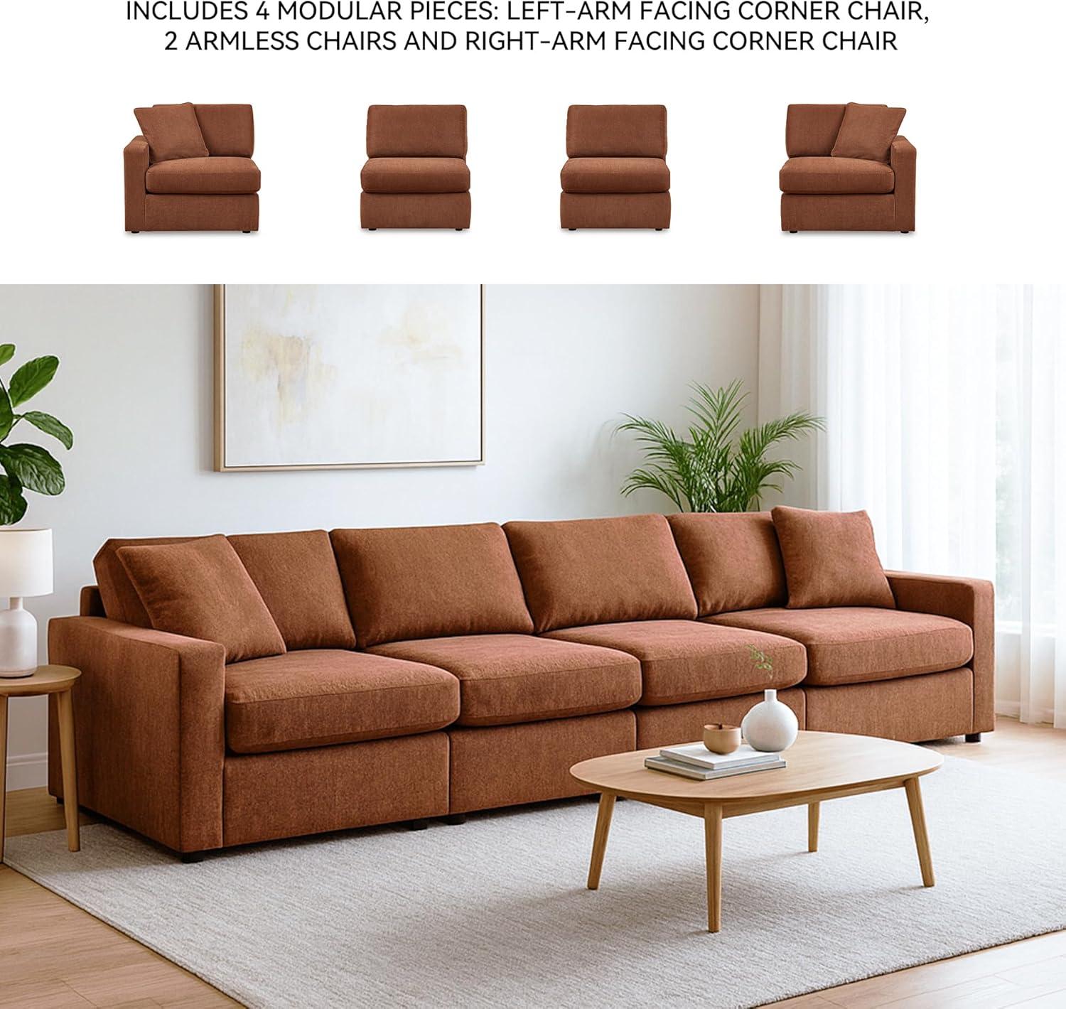 imageSignature Design by Ashley Contemporary Modmax Stain Resistant LShape RightArm Facing 6Piece Sectional with Reversible Cushion and Armrest Dark BlueBurnt Orange
