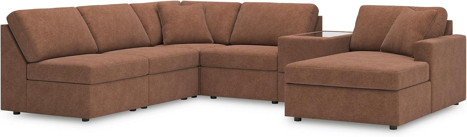 imageSignature Design by Ashley Contemporary Modmax Stain Resistant LShape RightArm Facing 6Piece Sectional with Reversible Cushion and Armrest Dark BlueBurnt Orange