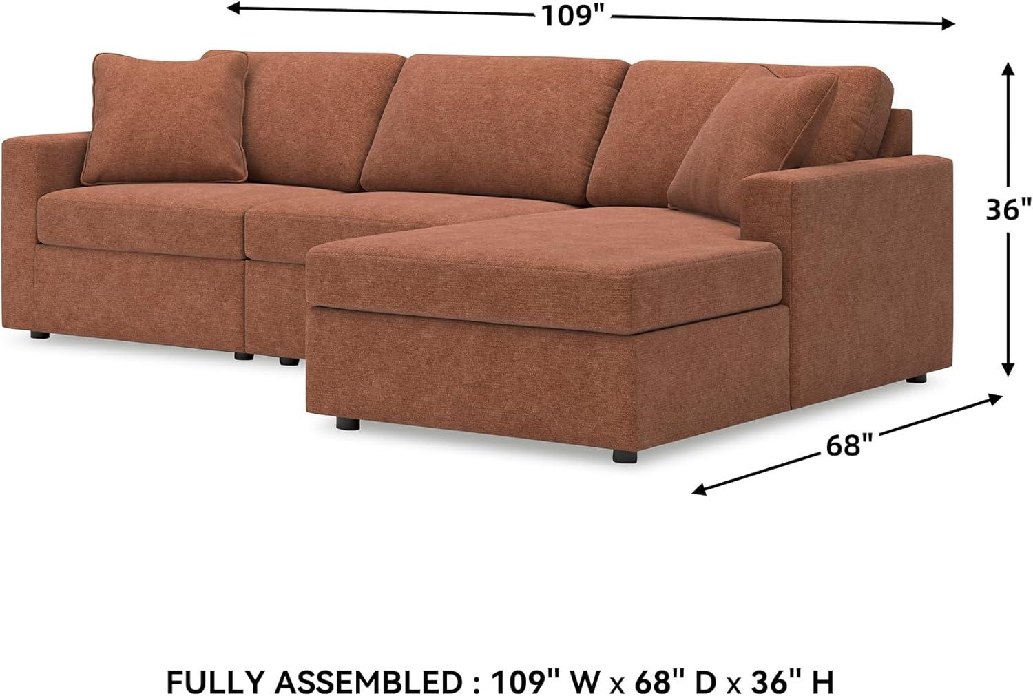 imageSignature Design by Ashley Contemporary Modmax Stain Resistant LShape RightArm Facing 6Piece Sectional with Reversible Cushion and Armrest Dark BlueBurnt Orange