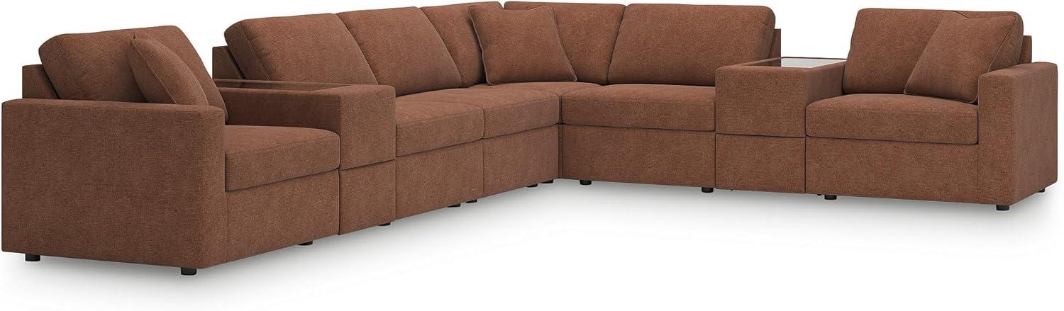 imageSignature Design by Ashley Contemporary Modmax Stain Resistant LShape RightArm Facing 6Piece Sectional with Reversible Cushion and Armrest Dark BlueBurnt Orange