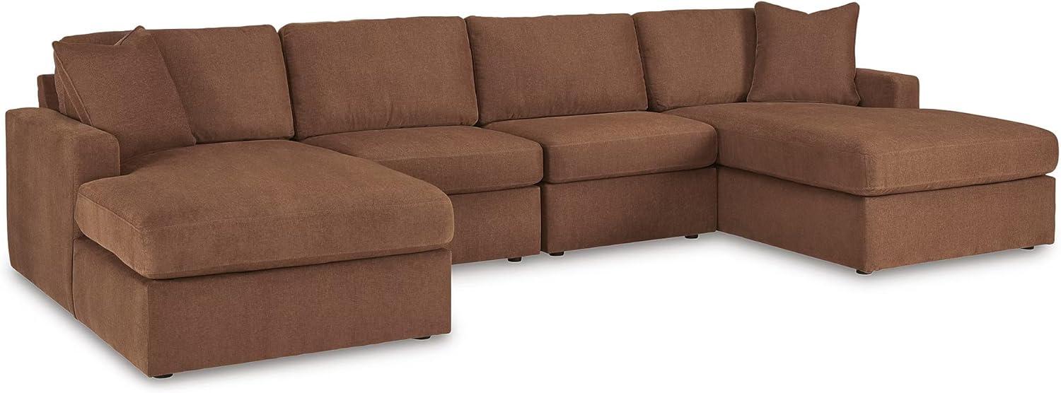 imageSignature Design by Ashley Contemporary Modmax Stain Resistant LShape RightArm Facing 6Piece Sectional with Reversible Cushion and Armrest Dark BlueBurnt Orange
