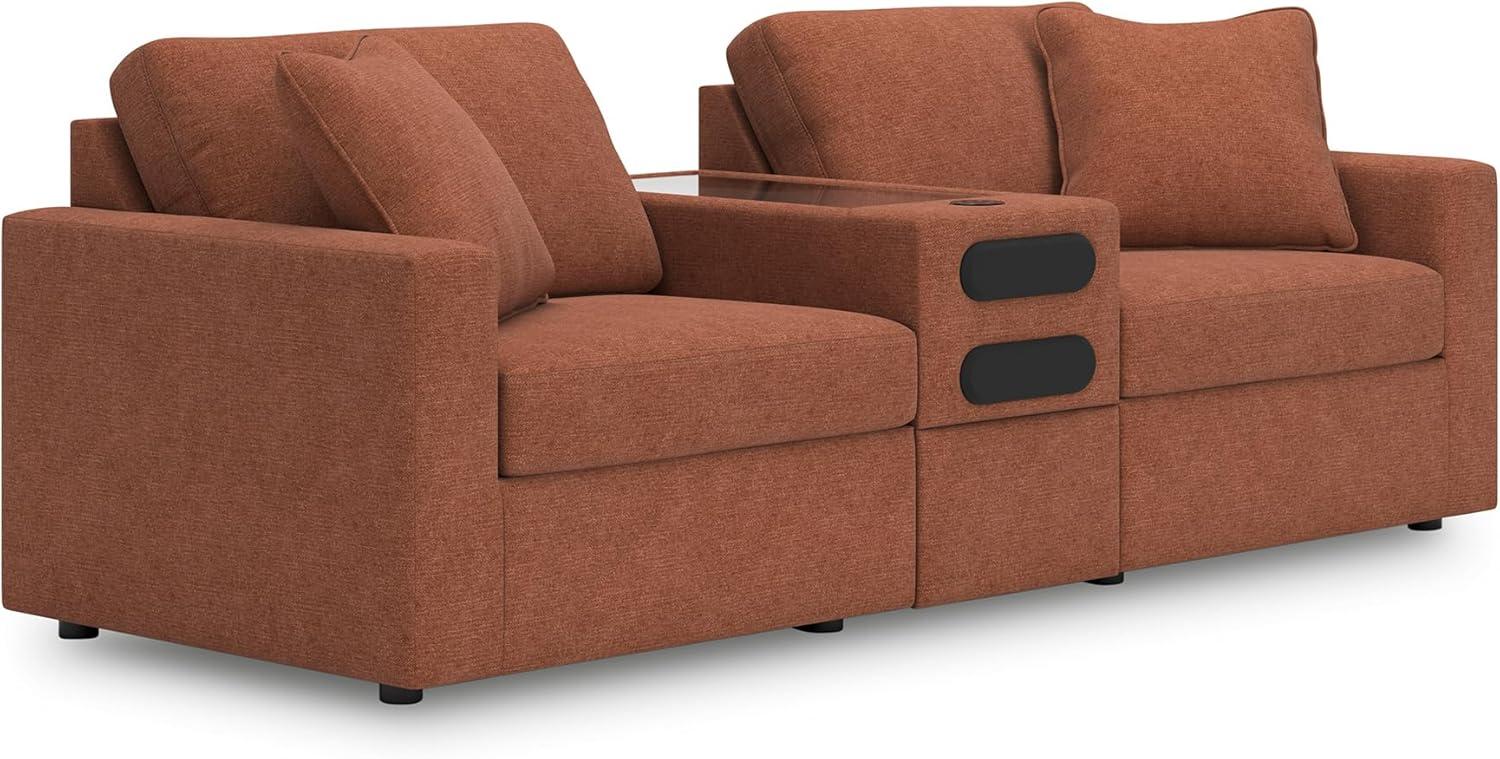 imageSignature Design by Ashley Contemporary Modmax Stain Resistant LShape RightArm Facing 6Piece Sectional with Reversible Cushion and Armrest Dark BlueBurnt Orange