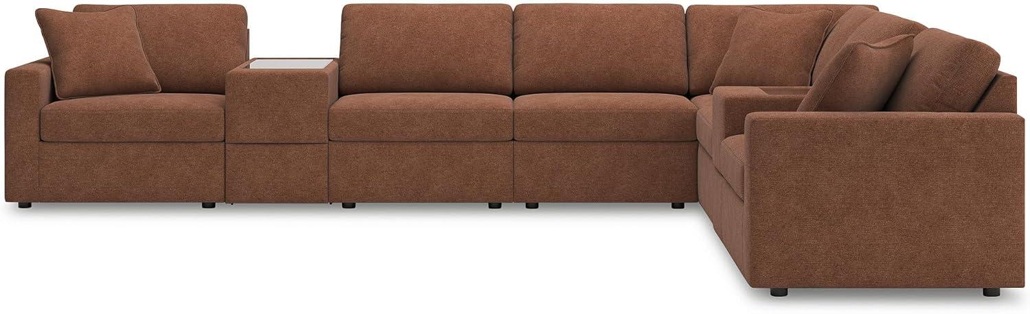 imageSignature Design by Ashley Contemporary Modmax Stain Resistant LShape RightArm Facing 6Piece Sectional with Reversible Cushion and Armrest Dark BlueBurnt Orange