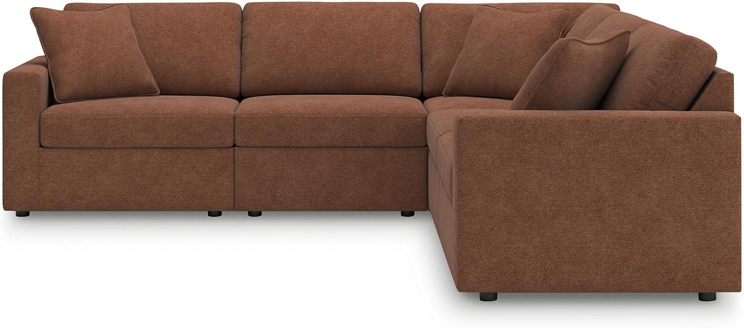 imageSignature Design by Ashley Contemporary Modmax Stain Resistant LShape RightArm Facing 6Piece Sectional with Reversible Cushion and Armrest Dark BlueBurnt Orange