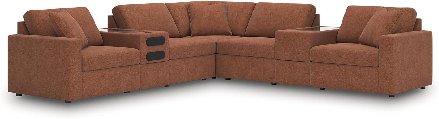 imageSignature Design by Ashley Contemporary Modmax Stain Resistant LShape RightArm Facing 6Piece Sectional with Reversible Cushion and Armrest Dark BlueBurnt Orange
