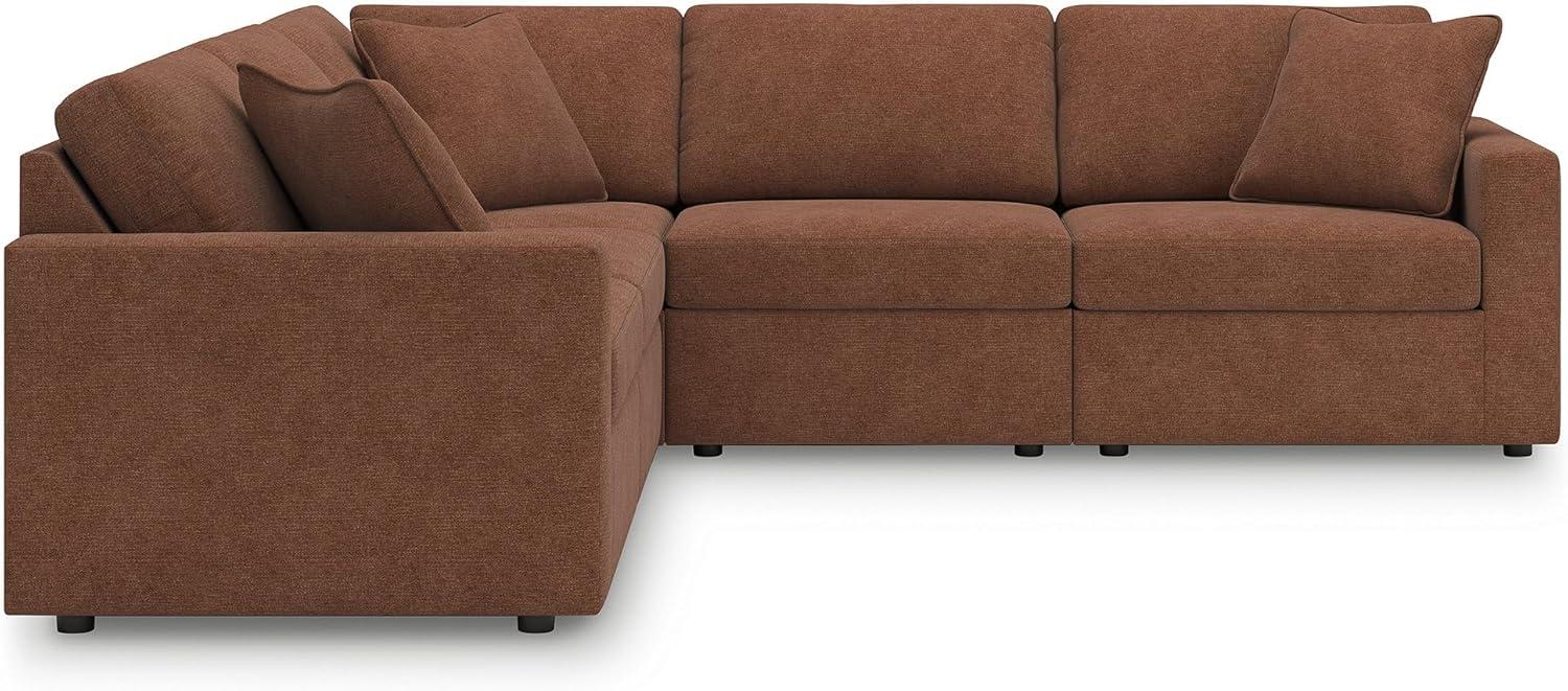 imageSignature Design by Ashley Contemporary Modmax Stain Resistant LShape RightArm Facing 6Piece Sectional with Reversible Cushion and Armrest Dark BlueBurnt Orange
