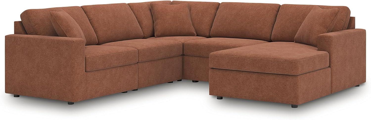 imageSignature Design by Ashley Contemporary Modmax Stain Resistant LShape RightArm Facing 6Piece Sectional with Reversible Cushion and Armrest Dark BlueBurnt Orange