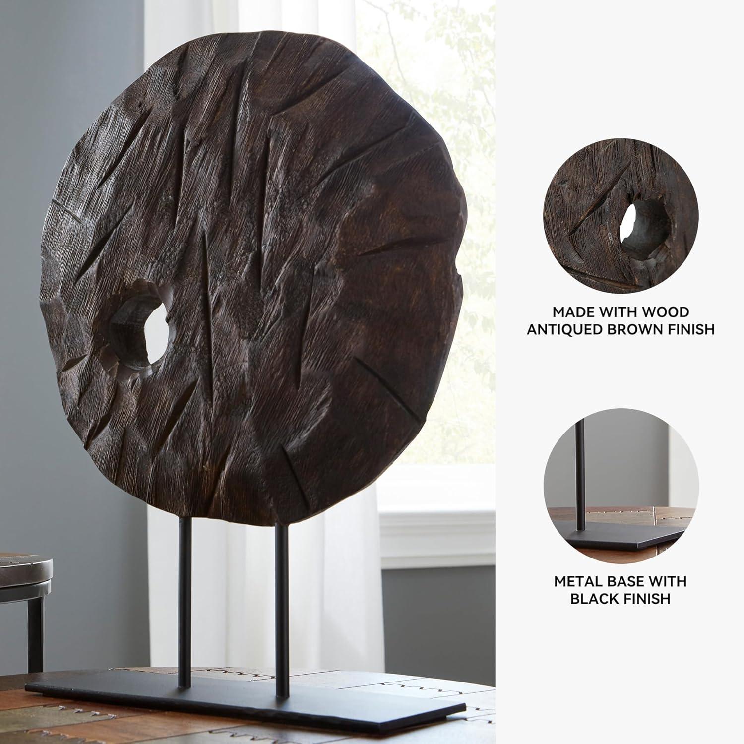 imageSignature Design by Ashley Dashburn Casual Antiqued Wood and Metal 12quot Sculpture White ampamp BlackBlack Dark Brown