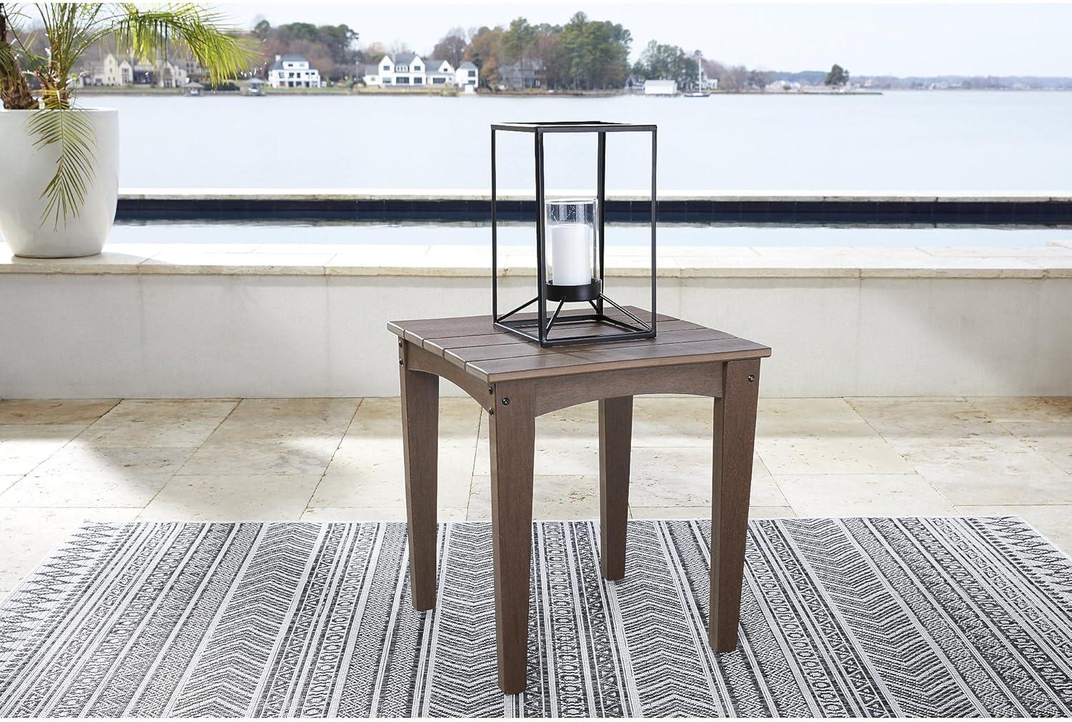 imageSignature Design by Ashley Emmeline Outdoor HDPE Patio End Table BrownBrown