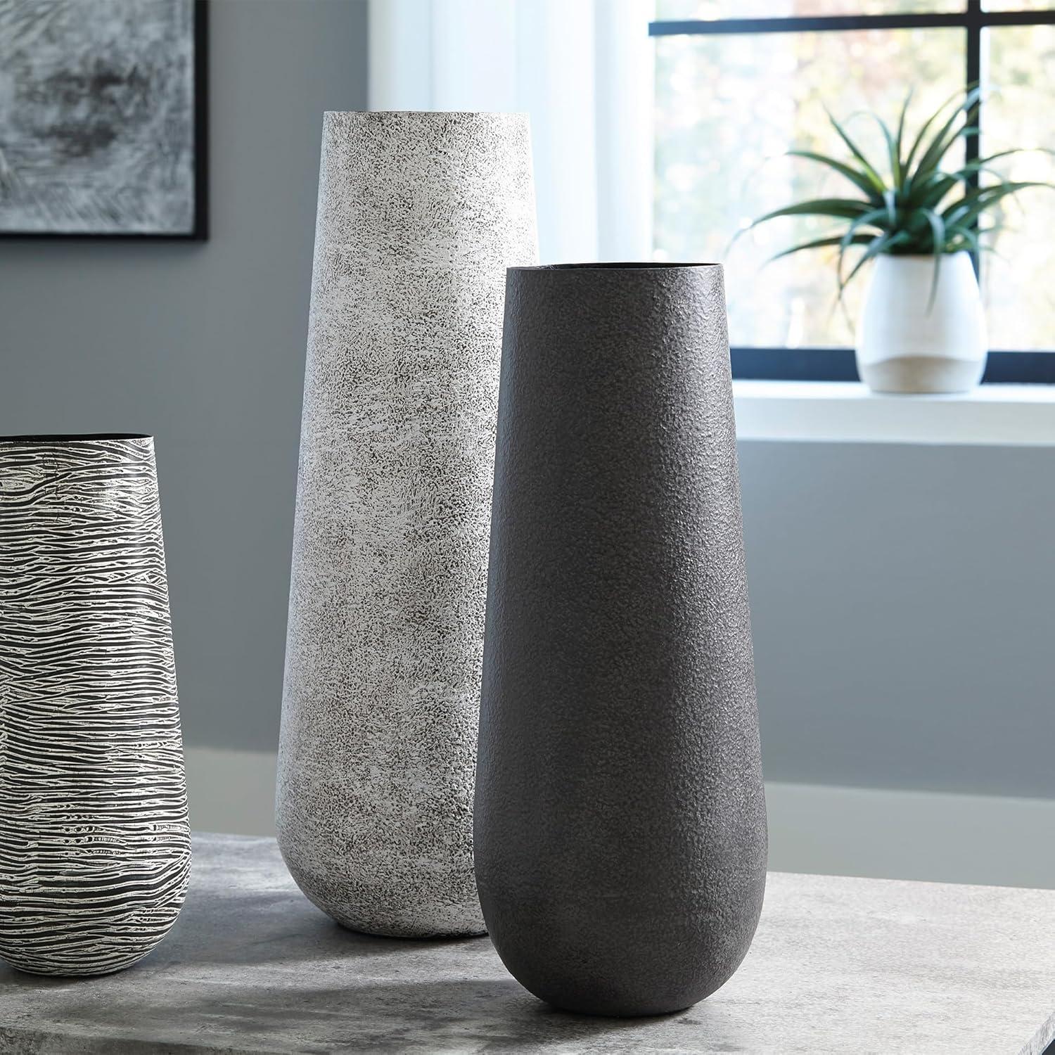 imageSignature Design by Ashley Fynn 21quot Contemporary Metal Vase Antique WhiteDark Brown