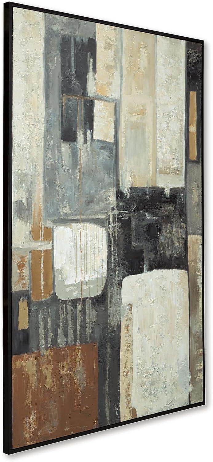 imageSignature Design by Ashley Howford Contemporary Rectangular Abstract Framed Handpainted Wall Art 48 x 72 Inches Black ampamp Gray