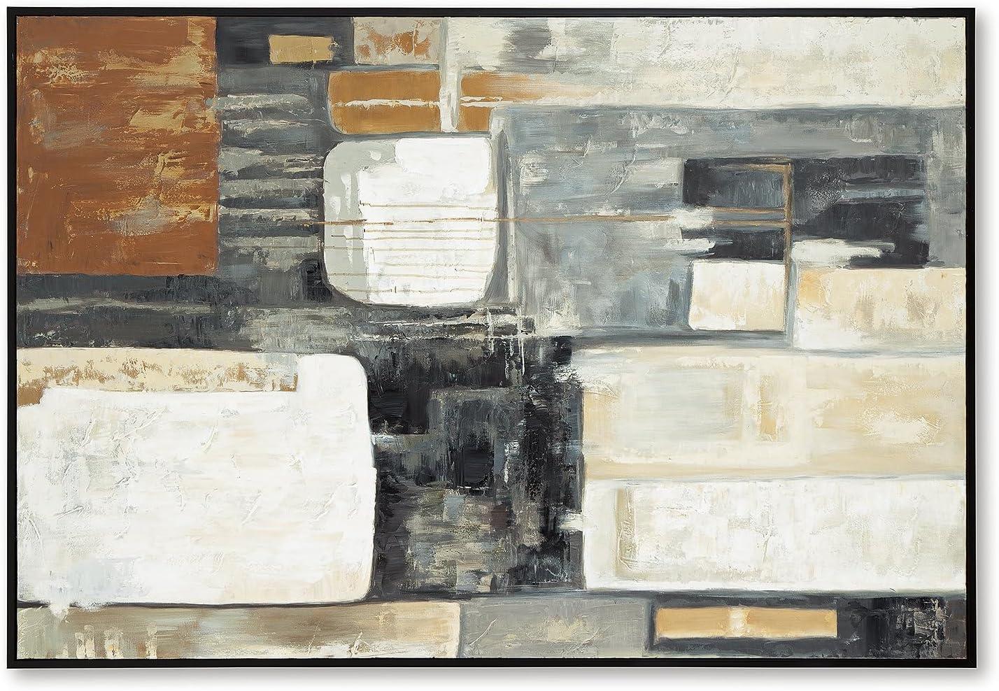 imageSignature Design by Ashley Howford Contemporary Rectangular Abstract Framed Handpainted Wall Art 48 x 72 Inches Black ampamp Gray