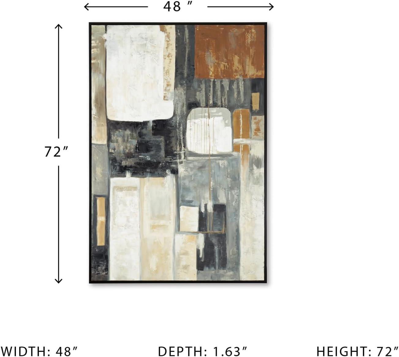 imageSignature Design by Ashley Howford Contemporary Rectangular Abstract Framed Handpainted Wall Art 48 x 72 Inches Black ampamp Gray