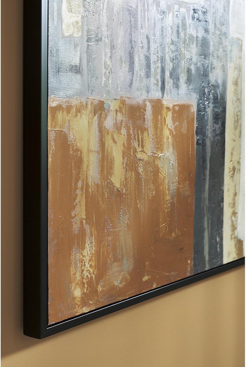 imageSignature Design by Ashley Howford Contemporary Rectangular Abstract Framed Handpainted Wall Art 48 x 72 Inches Black ampamp Gray