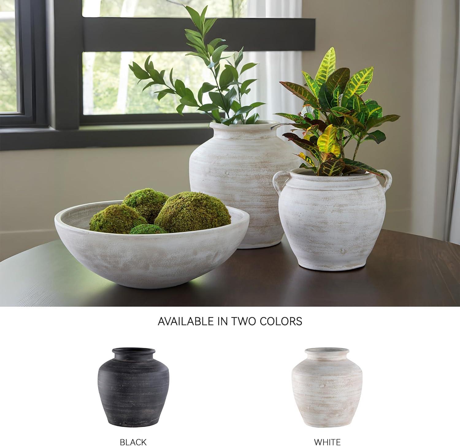 imageSignature Design by Ashley Meadie Casual Indoor Distressed Terra Cotta Vase with Wide Mouth WhiteWhite