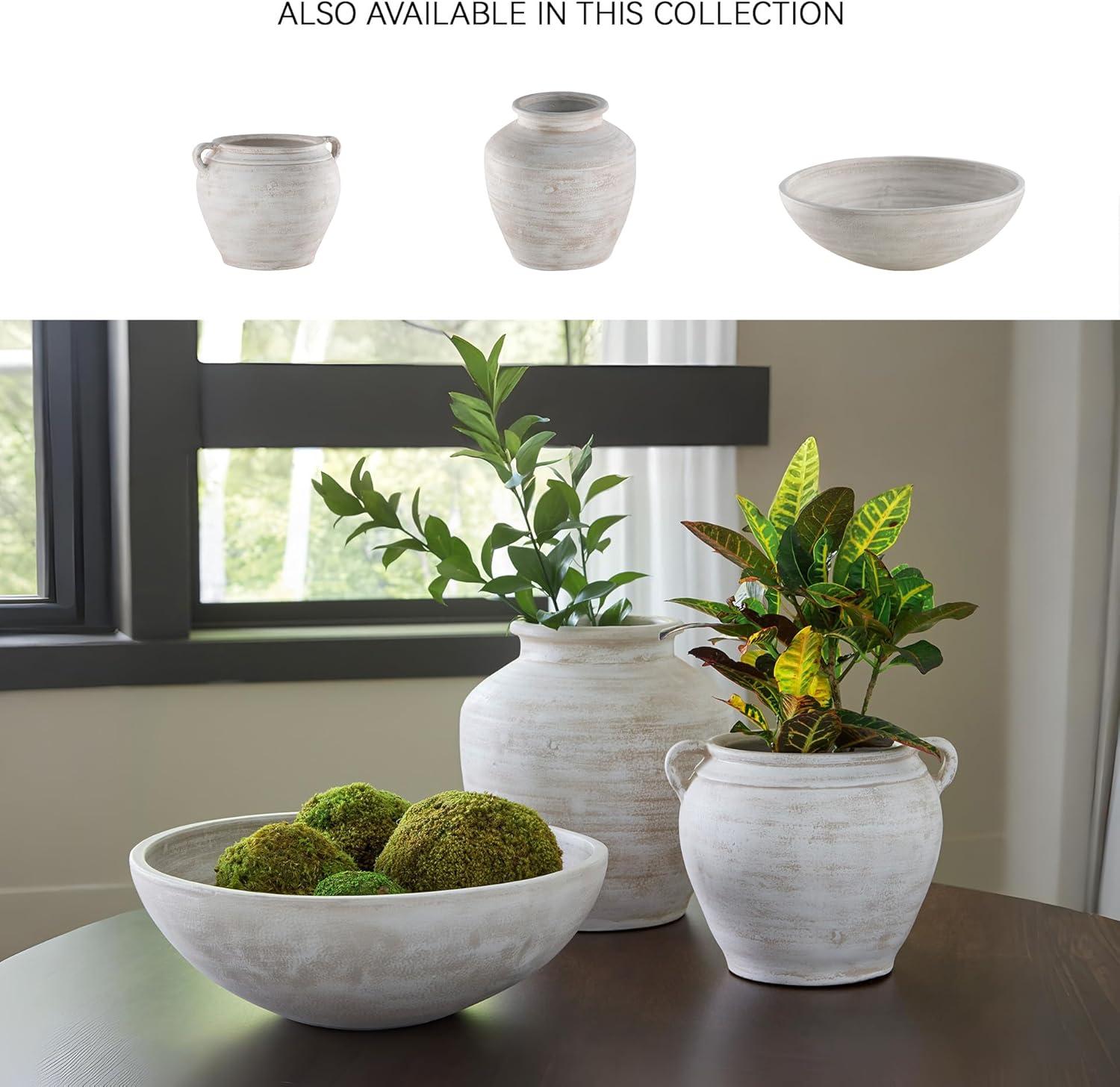 imageSignature Design by Ashley Meadie Casual Indoor Distressed Terra Cotta Vase with Wide Mouth WhiteWhite