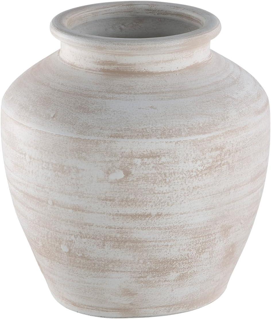 imageSignature Design by Ashley Meadie Casual Indoor Distressed Terra Cotta Vase with Wide Mouth WhiteWhite