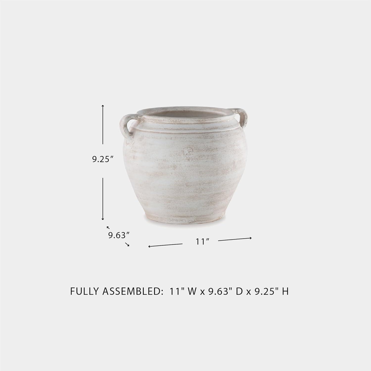 imageSignature Design by Ashley Meadie Casual Indoor Distressed Terra Cotta Vase with Wide Mouth WhiteWhite