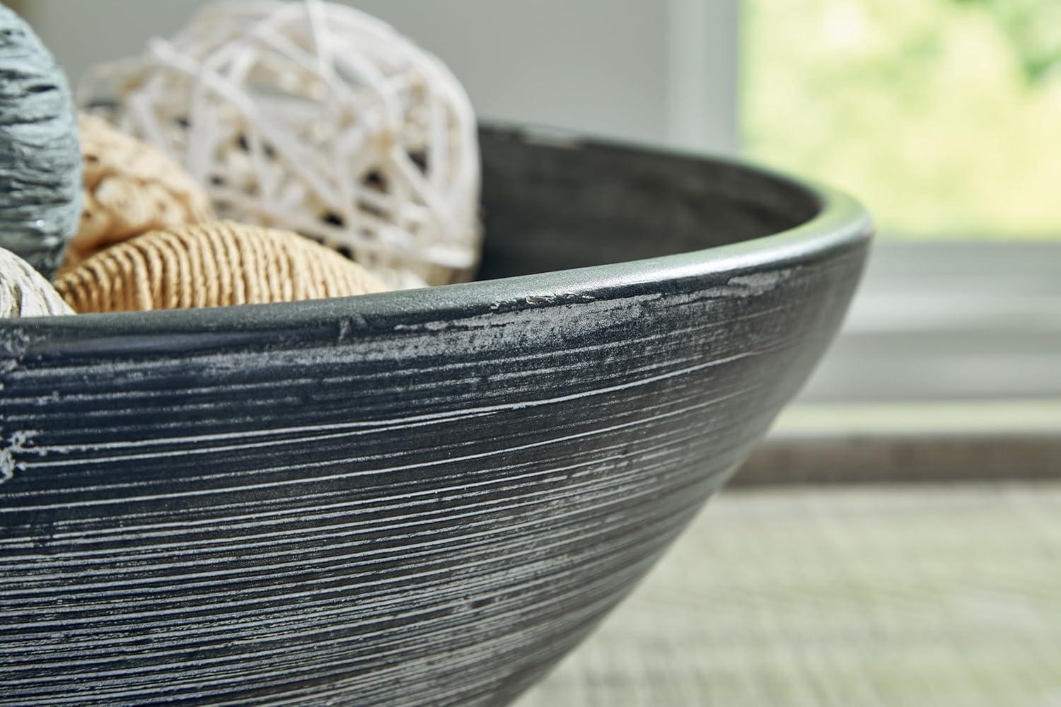 imageSignature Design by Ashley Meadie Classic Indoor Round Striped Terracotta Bowl Blue