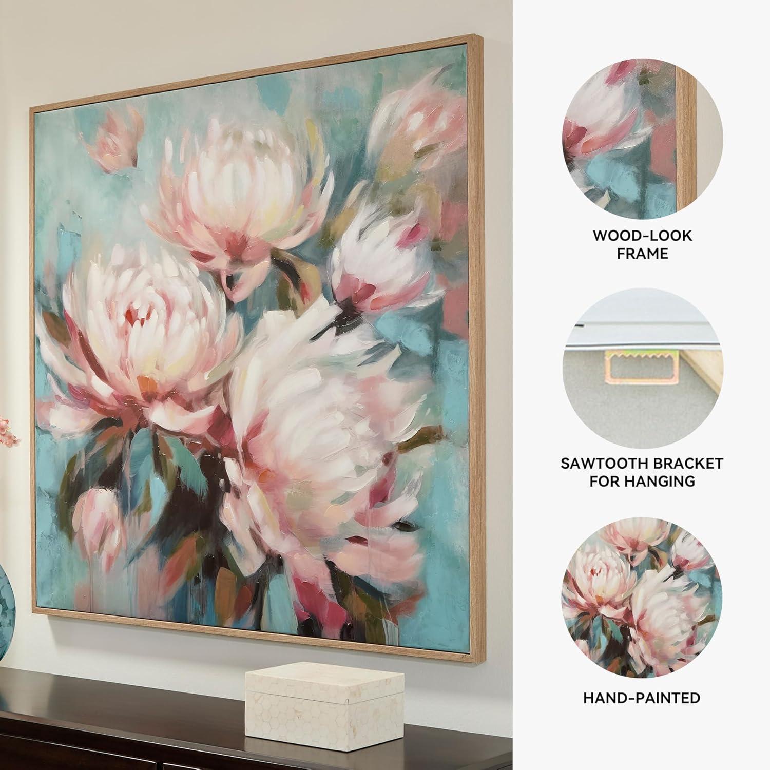 imageSignature Design by Ashley Parryville Classic Hand Painted Flower Wall Art 48 x 48 Inches Blue ampamp Pink