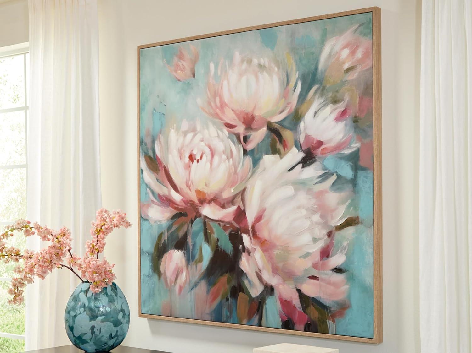 imageSignature Design by Ashley Parryville Classic Hand Painted Flower Wall Art 48 x 48 Inches Blue ampamp Pink
